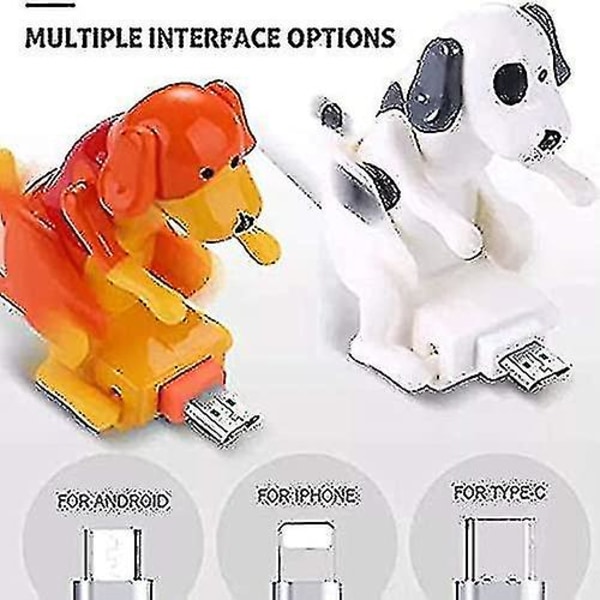 Laddningskabel för herrelösa hundar, Hundleksak Smartphone USB kabelladdare, Mini Humping Cute Spot Dog Rogue Toy, rolig hundtelefonladdning för olika modeller av mobb