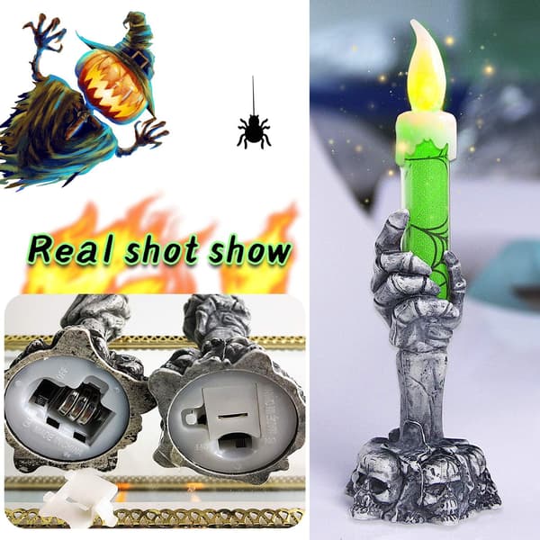 2-pack skeletthandljus, Halloween dödskalleljushållare L