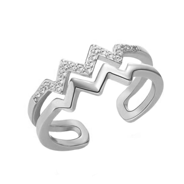 Ringar Dubbel Delikat Diamantring Legering Ring Smycken Tillbehör Silver