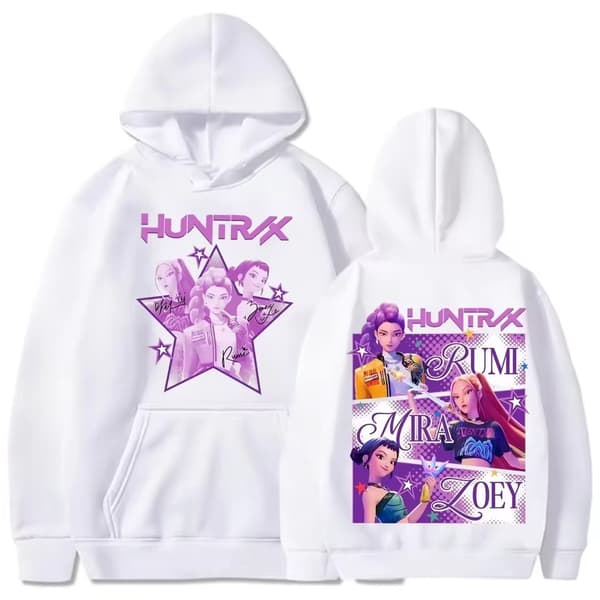 K-Pop Hettegenser, Fleeceforet Langermet Løs Casual Pullover for Høst og Vinter - Hvit, Størrelse 1-2XL 2XL