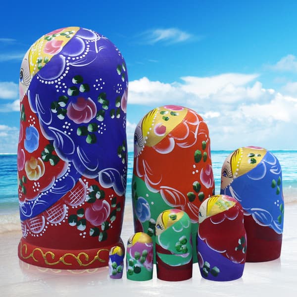 7 stycken Märkes-matryoshka-dockor, Serie av ryska dockor Matryosh