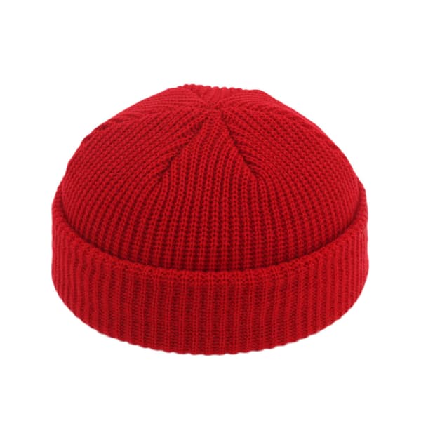 Stickad Mössa Höst och Vinter Ullmössa, Varm Pullover Mössa-Röd
