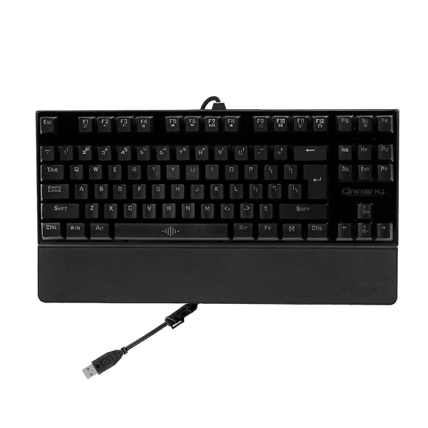 Bakgrundsbelyst mekaniskt speltangentbord Blå switch 87 nycklar Ergonomiskt tangentbord upphängda tangenter med hand handled (svart)