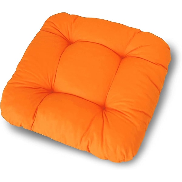Set med 2 stolsdynor Orange (38x38x8 Cm) - Sittdyna för trädgårdsstol, köks- eller matsalsstol - Bekväm UV-beständig inomhus och utomhus
