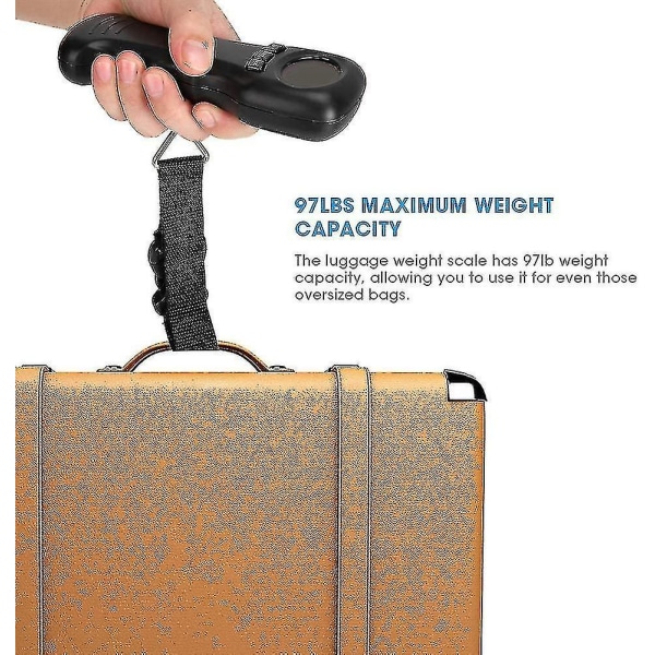 Z Digital Bagagevåg, 44kkg / 97lb bärbar hängande bagagevåg med digital LCD-skärm, resväska Våg med krok