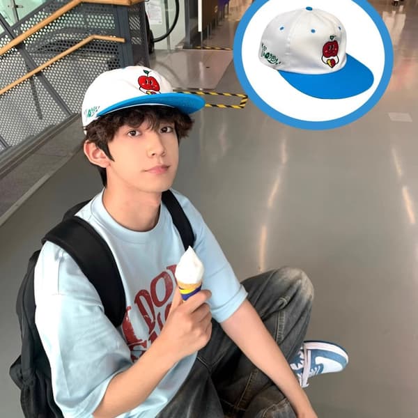 Baseball Cap Apple Boy Collection Flad Skygge Blød Top Broderet Hat - Blå