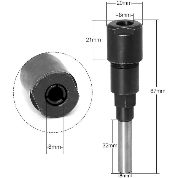 8mm Frässtångsförlängning Träbearbetningsfräs Klämförlängning Fräschucksförlängning för Graveringsmaskin Klämning