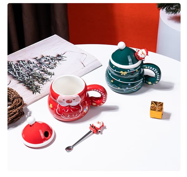 Tecknad Julmugg Present Keramisk Kopp Julkopp Set Julklappskopp - Jultomte