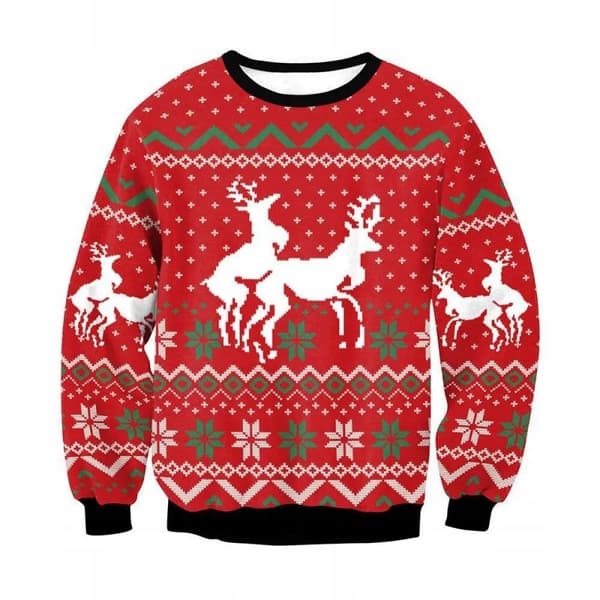 Juletrøje Pullover til Mænd, 3D Digital Print Rundhals Trøje Top, Efterår/Vinter Beklædning - EL1315 - Størrelse 2XL 2XL