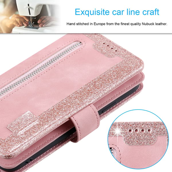 Magnetisk Læder Wallet Case til iPhone 15 Plus - Rosaguld