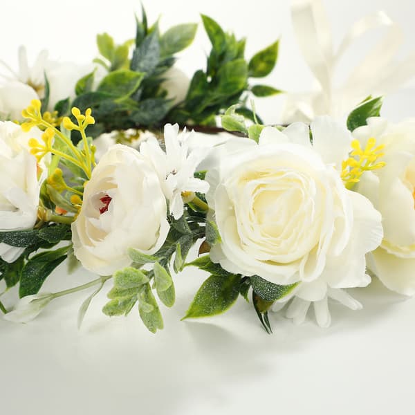Hvit Peon Kunstig Blomsterkrans Hårtilbehør