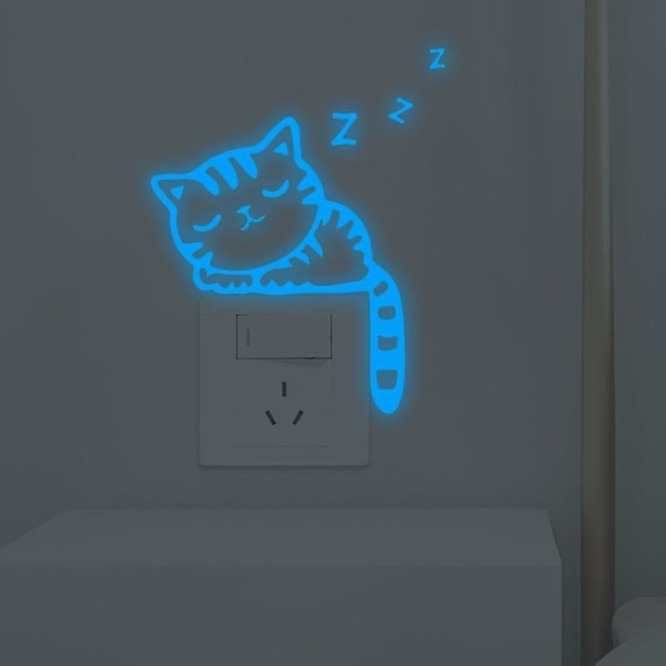 Glow In The Dark Moon Kattväggdekaler, avtagbara självlysande klistermärken Dekor, Gör-det-själv-konstväggmålning för flickrum Barnrum Barnrum Barnkammare Vardagsrum
