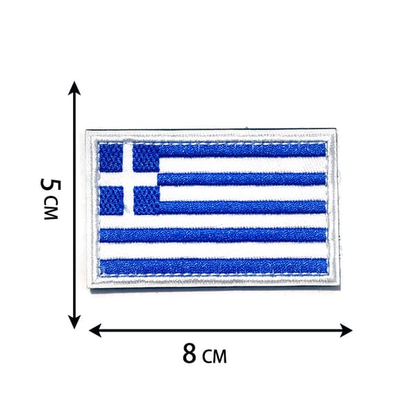 Set med 2 broderade tygmärken med grekisk flagga