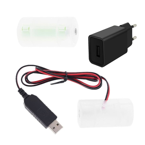Eu Plug USB Batteri Power Kan Ersätta 1 Till 4st 1,5V 3V 4,5V 6V D Storlek Lr20 Batteri Eliminator 1m Kabel
