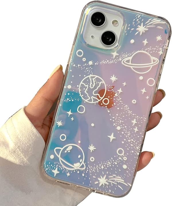 Space Planet Æstetisk Klar Krystal Cover til iPhone 13pro max,Sh