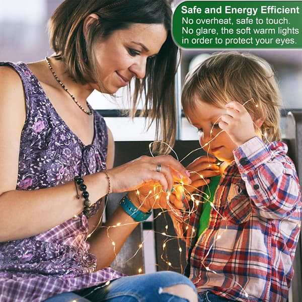 LED-julelys med batteridrift, kobbertråd F
