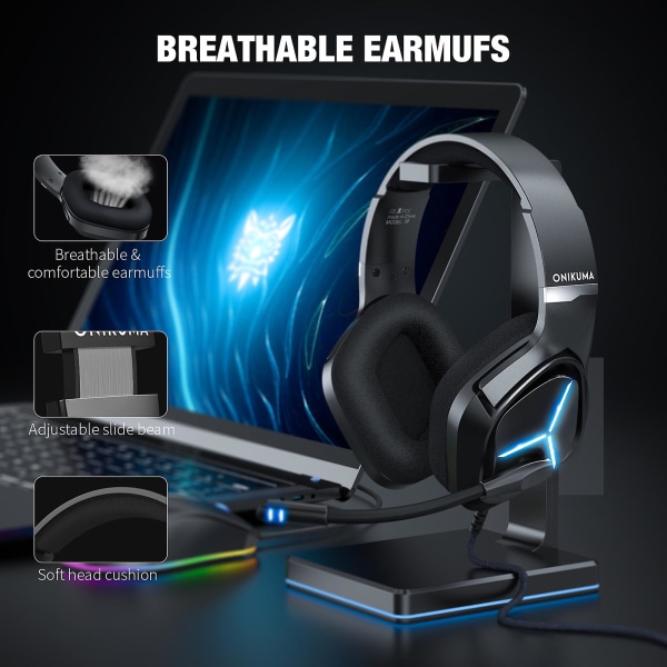 X9 trådbundna hörlurar Gaming Headset Over-ear Spelhörlurar Brusreducerande hörlurar med mikrofon LED-lampor för dator PC Gamer