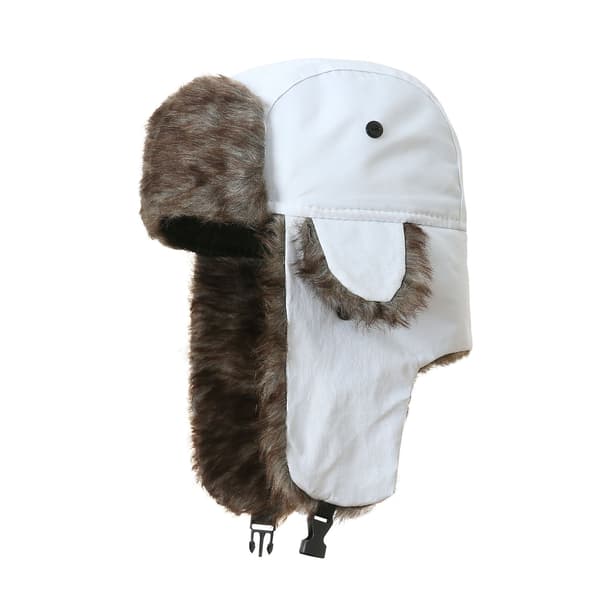 Vintermössa polyester sammet vattentät jägare öronlapp vindproof kall hatt - vit