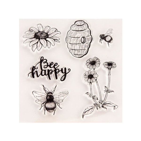 Happy Bee Flower Silikon Clear Seal Stamp Diy Scrapbooking Embossing Photo Albu