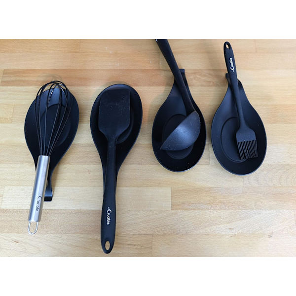 Silikon Skedstöd (Set om 4) - Svart