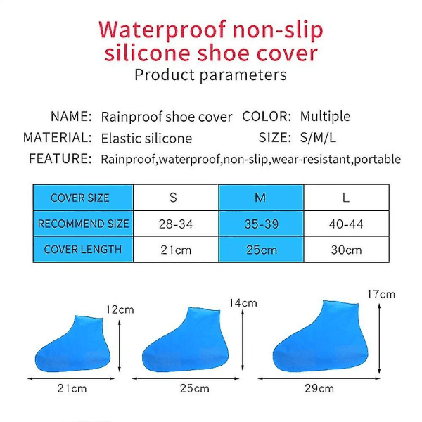 Återvinningsbara silikonskydd Regnvattentäta skoskydd Cover Protector Svart L L