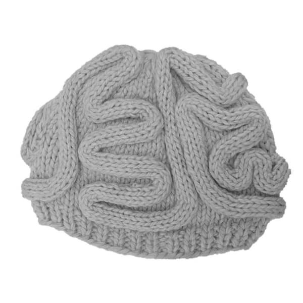 Håndstrikket Uld Beanie Hue - Grå