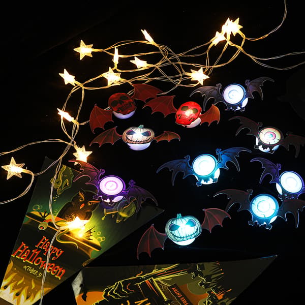 10 STK Halloween Flaggermus Dekorasjon PVC Flaggermus Nattlys 3D Glødende Ba