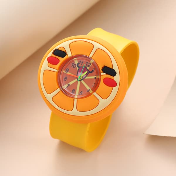 Tecknad Barnklocka, Quartzklocka - Orange