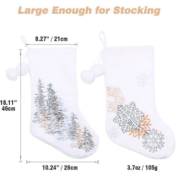 Hvide julestrømper, 2 pakker 45 cm store julestrømper
