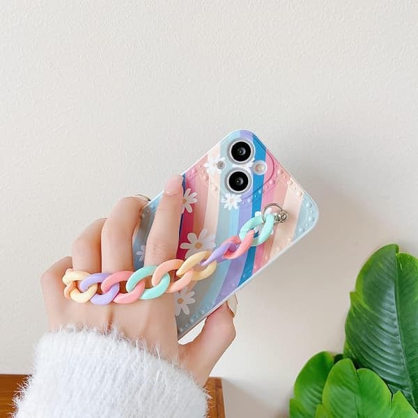 Regnbueblomst Armbåndsrem Myk iPhone-etui (Farget, iPhone