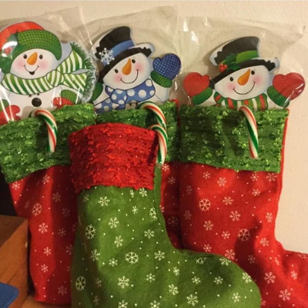 Mini Julestrømpe, snøfnuggtrykt julestrømpe, til jul