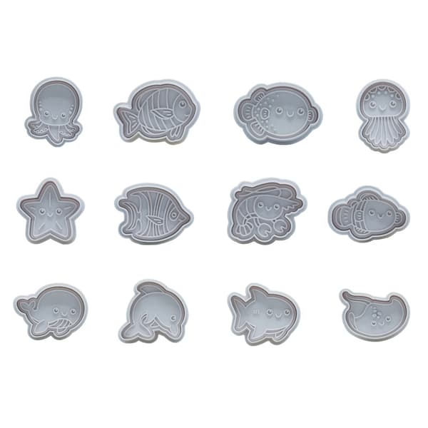 12-delt Sæt Cookie Fondant Stempler Havdyr Cookie Form DIY