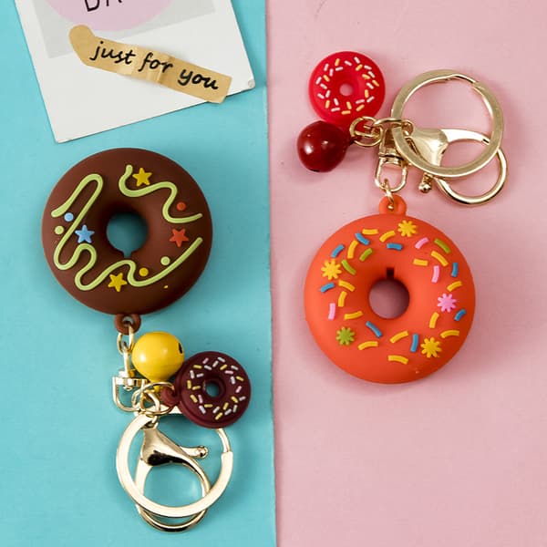 Donut Time Partypresenter Donut Nyckelringar 8-pack med Tack-kort