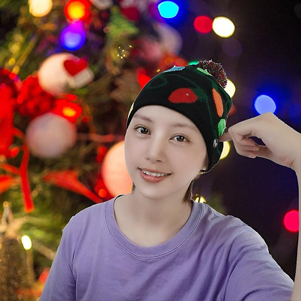 Strikket Hatte Med LED Lys Julehat Til Julekostume