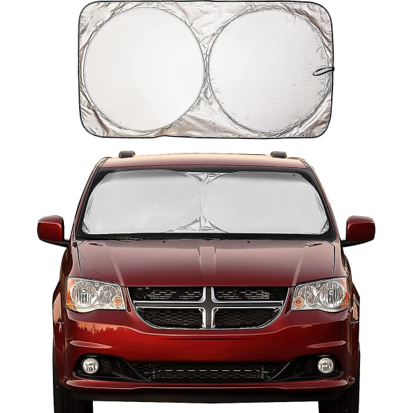 Bilvindruta solskydd med förvaringsväska | Slitstarkt 240t material bilsolskydd för UV-strålar och solvärmeskydd (75 tum X 37 tum)