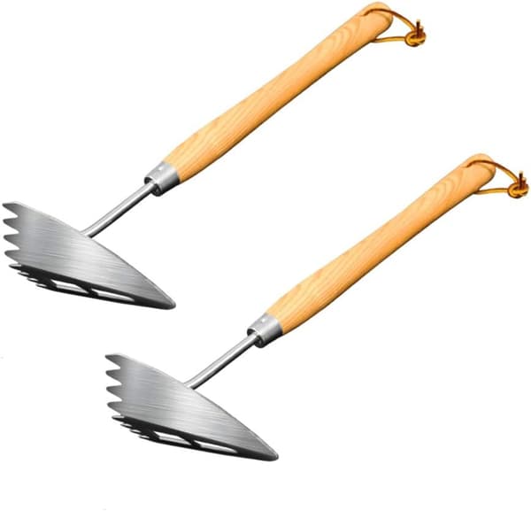 2 Premium Trekant-Hacke med Rustfrit Stål Blad Træhåndtag