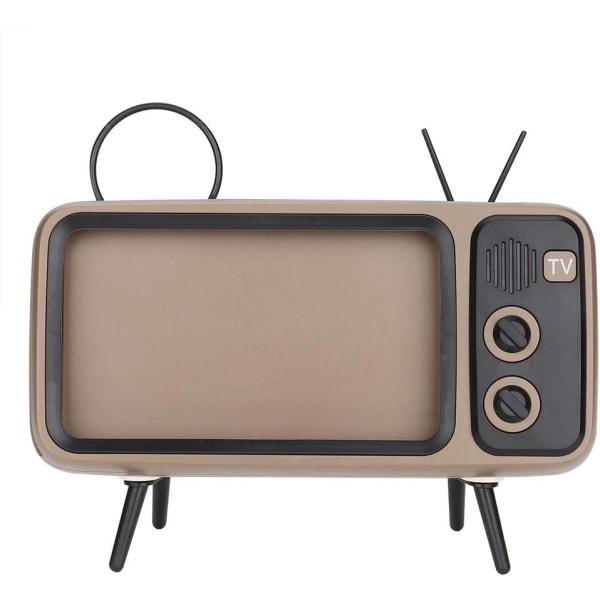 Retro TV-stil HD-high-fidelity stereo Bluetooth högtalare, mini kreativ 15 cm mobiltelefonhögtalare, enkel ljudfält för fritidskonst i hemmet (grå)