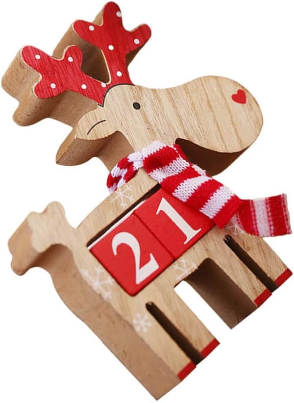 Träjulkalender med renar - Adventsnedräkning för bordsskivan