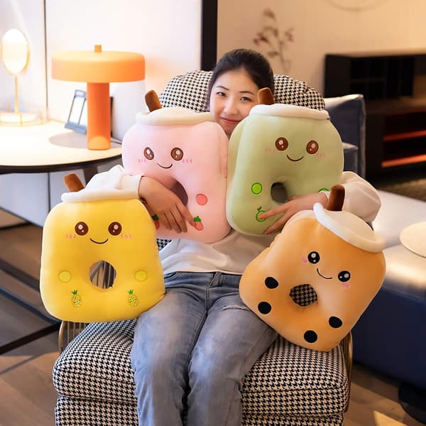 Søt Boblete Plush Leke Stuffet Boba Mat Pute Puter Cartoon
