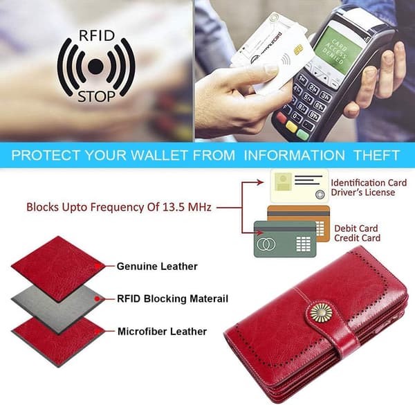 Damplånbok i Läder med Stor Kapacitet, RFID-Blockering
