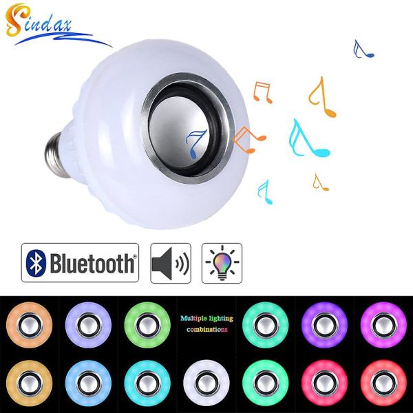 E27 Smart Rgbw Trådlös Bluetooth-kompatibel högtalare Glödlampa Musik Spelar Dimbar LED-lampa Ljuslampa med 24 tangenter Fjärrkontroll