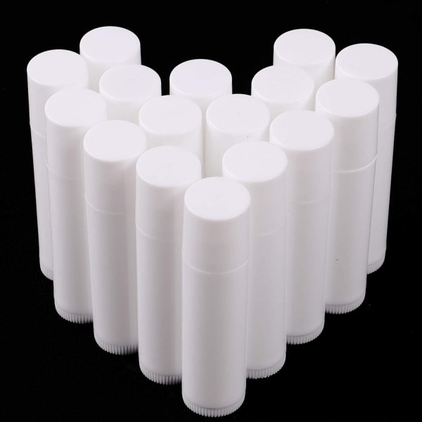 25 st tomma plaströr, tomma läppbalsambehållare för gör-det-själv hemmagjorda läppbalsam påfyllningsbar (vit, 5 ml)