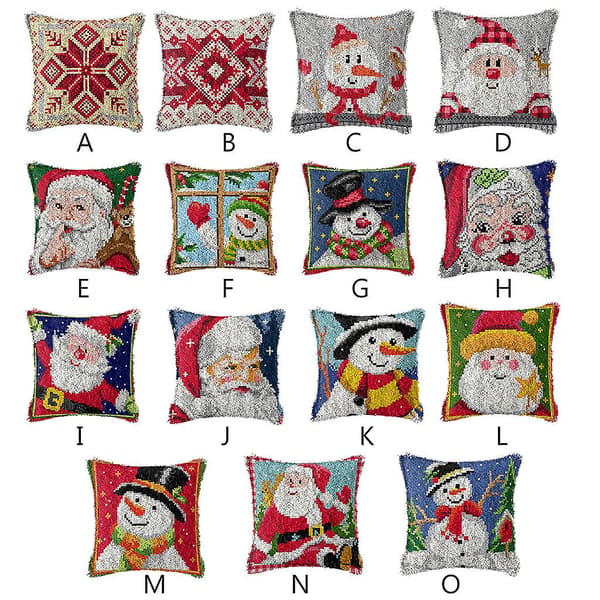 Jultomte Snögubbe DIY Latch Hook-kit 3D Segment Broderad Kuddfodral