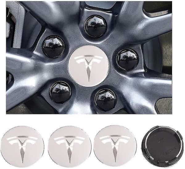Tesla Model3/x/s/y Navkapsel Skruvskydd Nav Dekoration Skydd Modifieringstillbehör Silver