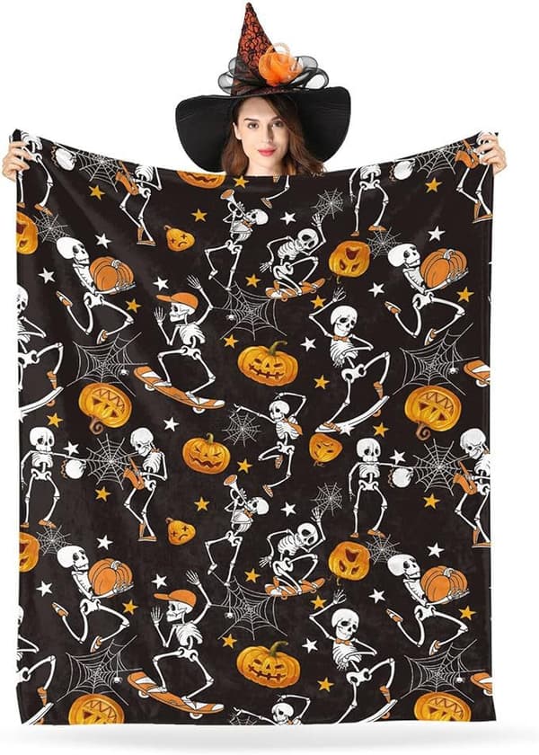 100CM x 130CM Halloween Tæppe, Perfekt til Sofaer og Senge til Fest - 75