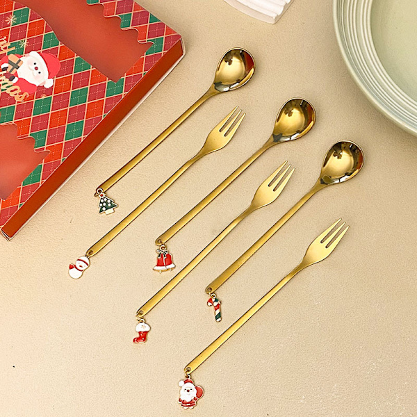 6-delars julskeds- och gaffelset, julklappsset