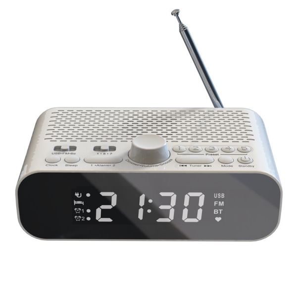 FM-radio med Bluetooth-strömning, LED-display, väckarklocka, Hi-Fi-högtalare