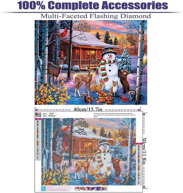 (30×40 cm) Jule Diamantkunstsett for Voksne, 5D Jule Dia