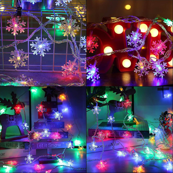 100 led julsnöflinga ljusslingor, 49 fot plug-in Fairy Light vattentät, förlängningsbar för inomhus utomhus semester bröllopsfest, julgran