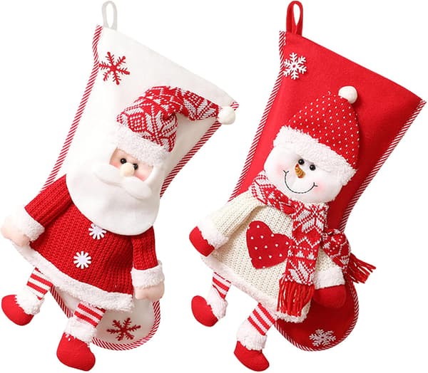 2 st julstrumpor Jultomte Snögubbe Presentpåse Julstrumpa